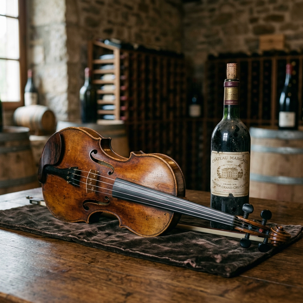 Rare violin and wine